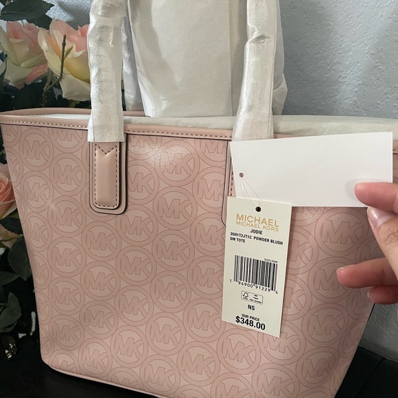 Michael Michael Kors Jodie Small Logo Jacquard Tote Bag - Powder Blush - Picture 4 of 5